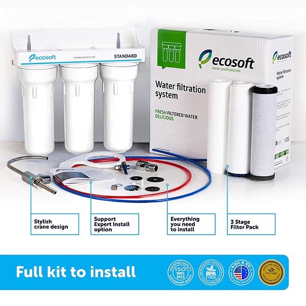 Ecosoft 3 Stage Water Filter Simply, Ecosoft Countertop Water Filter System